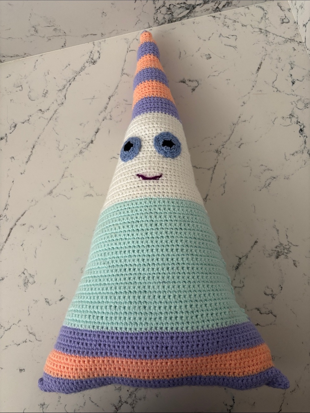 Handmade Pastel Crochet Cone Plush - Mint, White, Lavender & Peach